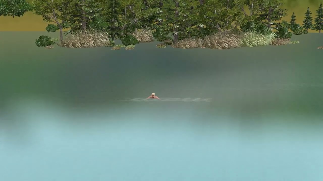 Lgirl Swims In The Lake. девушка купается в озере. Shorts