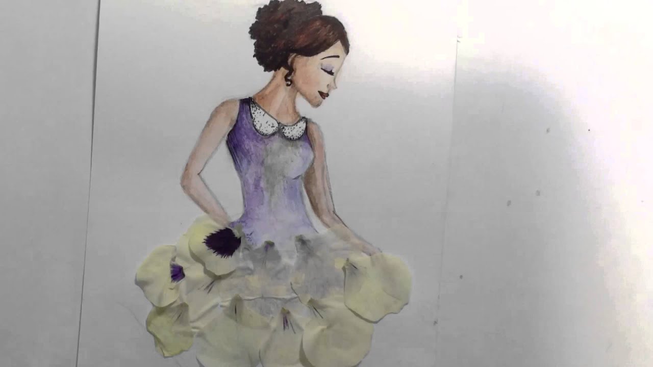 Рисунок девушки. Аппликация из цветов