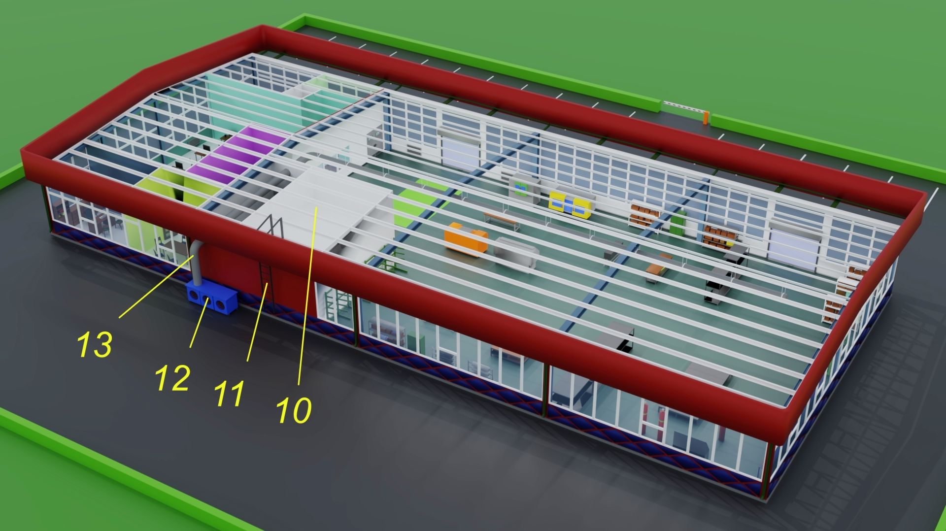 Установка подготовительного зала покрасочной камеры Мини-завода в 3D-конструкторе Dubina