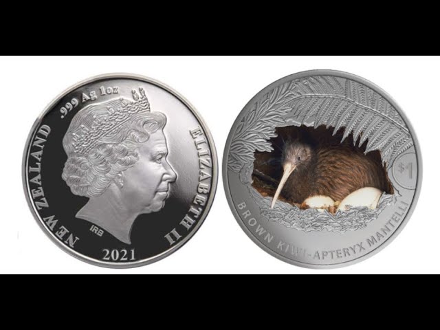 2021 New Zealand 1 Oz Silver Kiwi Proof Color (w/Box & COA)