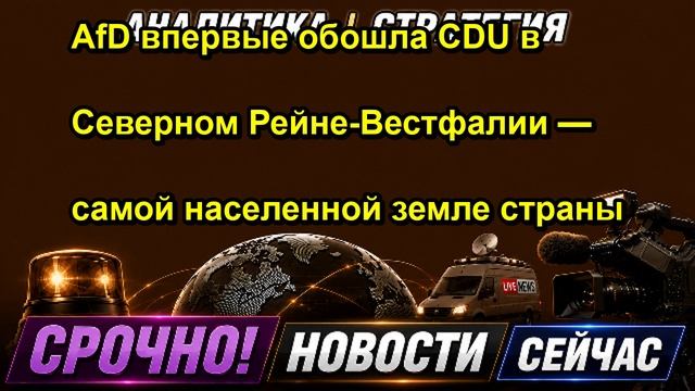 AfD впервые обошла CDU в Северном Рейне Вестфалии — самой населенной земле страны