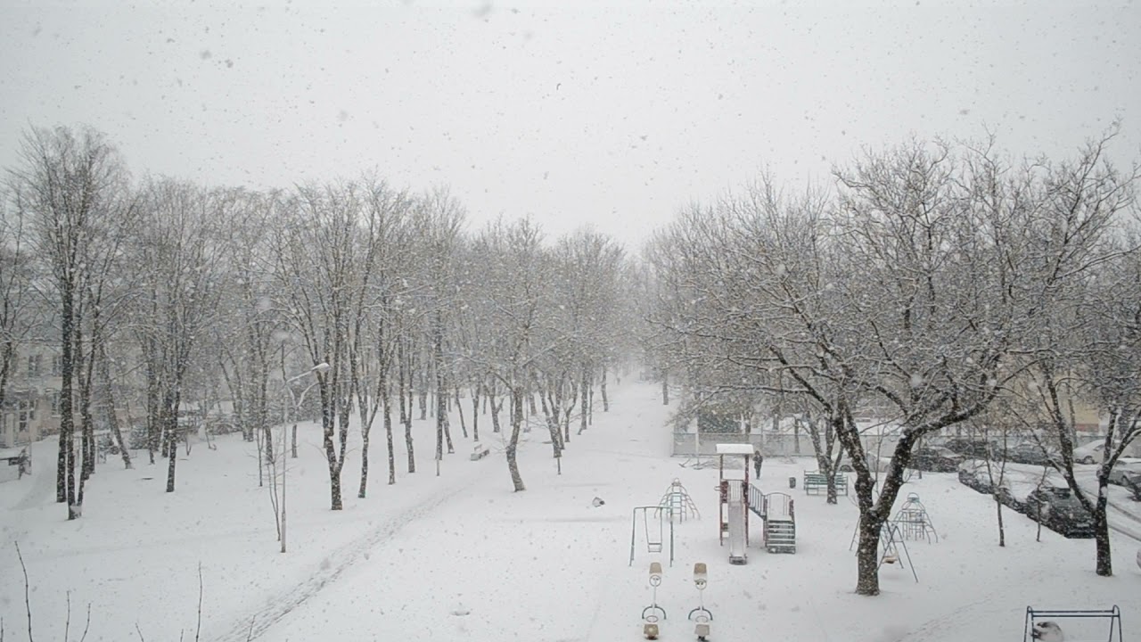 Снегопад L Звуки двора в открытое окно L Snowfall