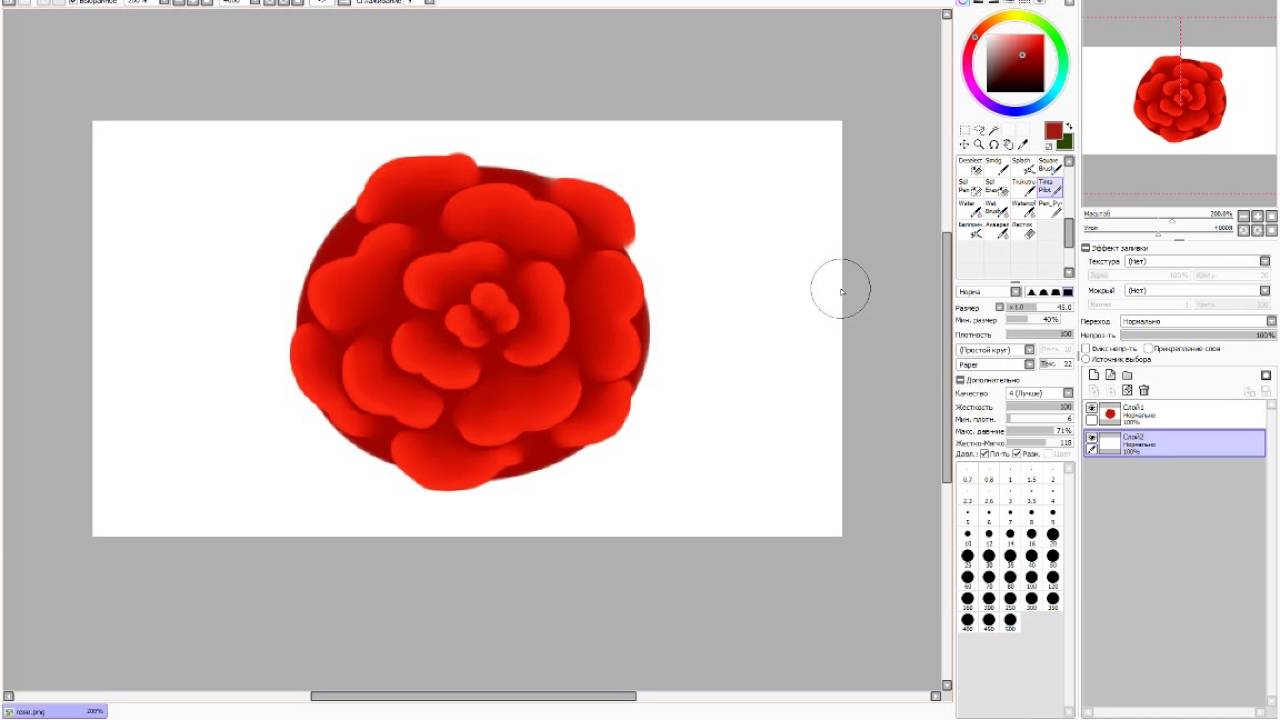 Как нарисовать розу в Paint Tool SAI