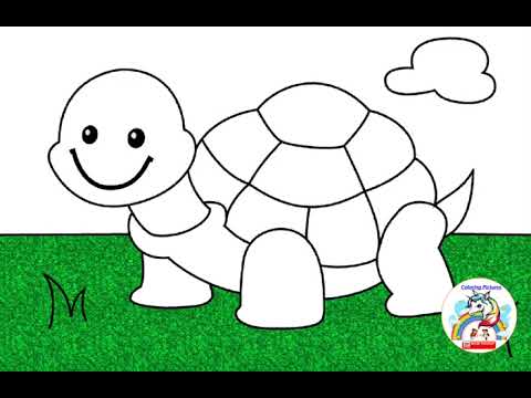 Coloring Picture Turtle For Kids 4K Раскрасить изображение черепаха для детей 4K