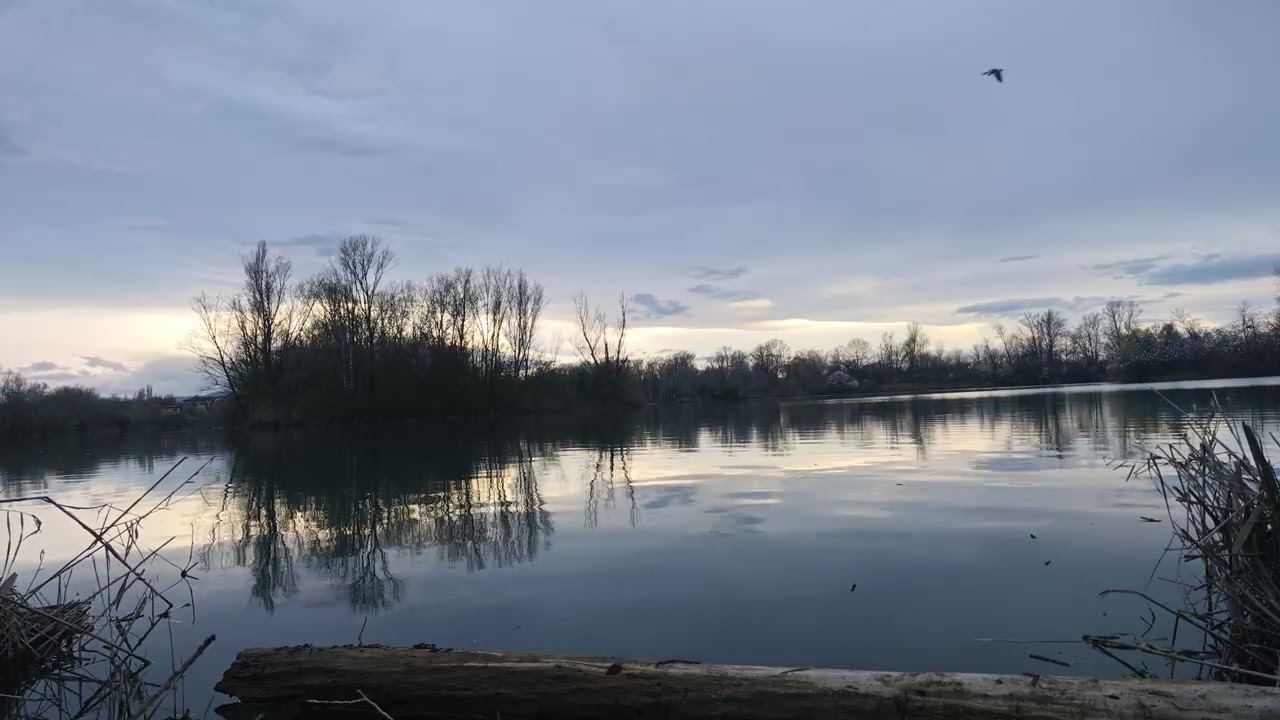 Sunset Serenity: Deep Orange Lake Reflection (4K Cinematic Background)