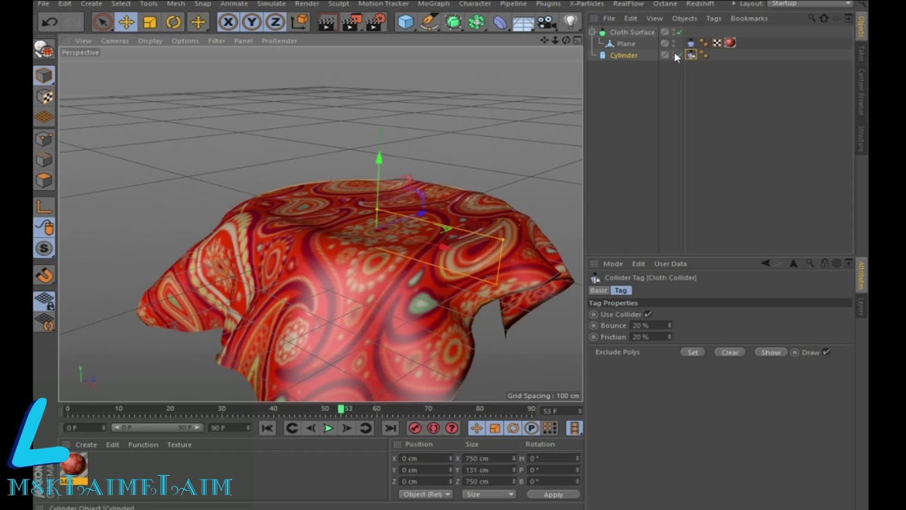 Cinema 4D создания эффекта ткани