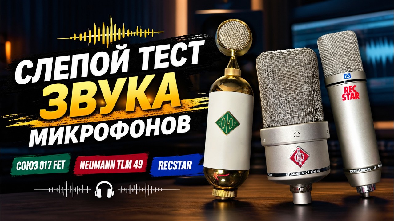 СЛЕПОЙ ТЕСТ МИКРОФОНОВ СОЮЗ 017 FET, NEUMANN TLM 49, RECSTAR