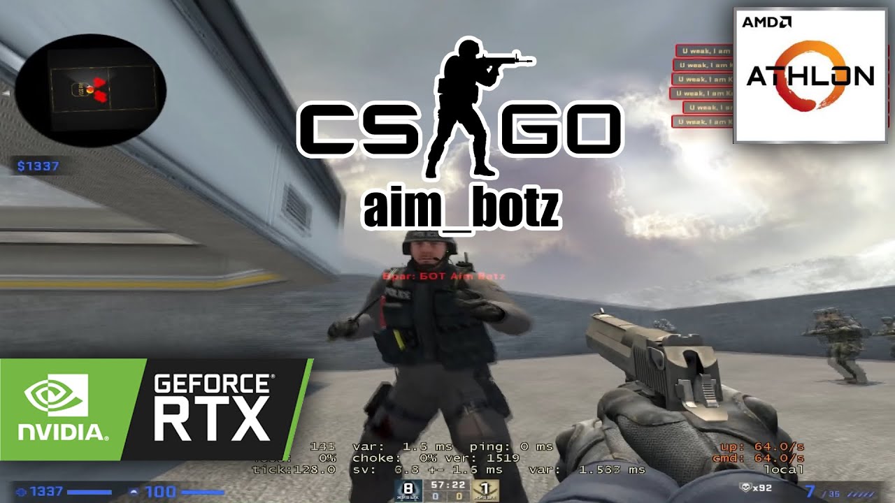 [CS:GO 1280:960 Aim_botz] RTX 3060 12GB + Athlon 200GE | Counter-Strike: Global Offensive Testing