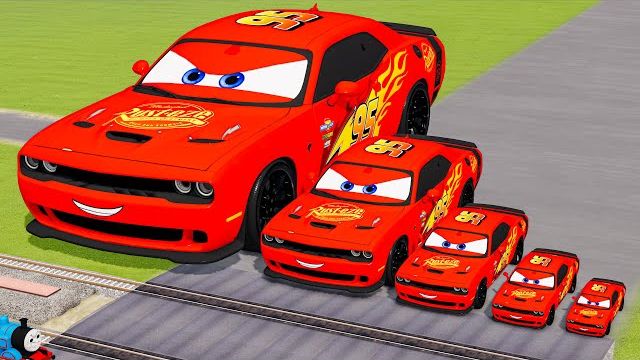 Большой и маленький Dodge Challenger SRT Hellcat: Молния Маккуин против поезда Томаса | BeamNG.drive