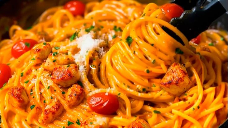 СПАГЕТТИ С КУРИЦЕЙ В ТОМАТНОМ СОУСЕ! Как в ресторане! Вкусный ужин за 30 минут.