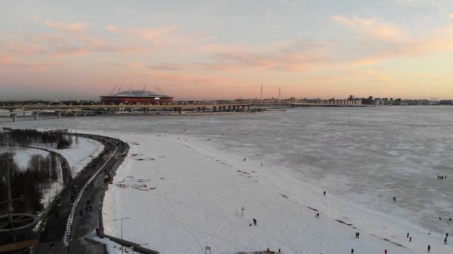 Зимний Санкт-Петербург аэросъёмка 4K/ Bird's Eye View Of Winter St-Petersburg 4K (Drone)
