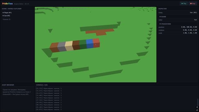 PrideVox — Этап 1: ECS + воксельный мир