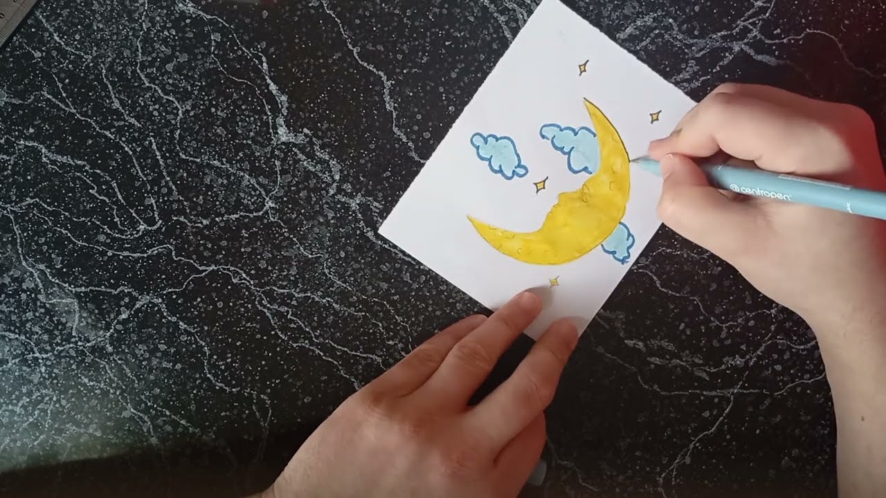 HOW EASY IT IS TO DRAW THE MOON / КАК ПРОСТО НАРИСОВАТЬ ЛУНУ(МЕСЯЦ)