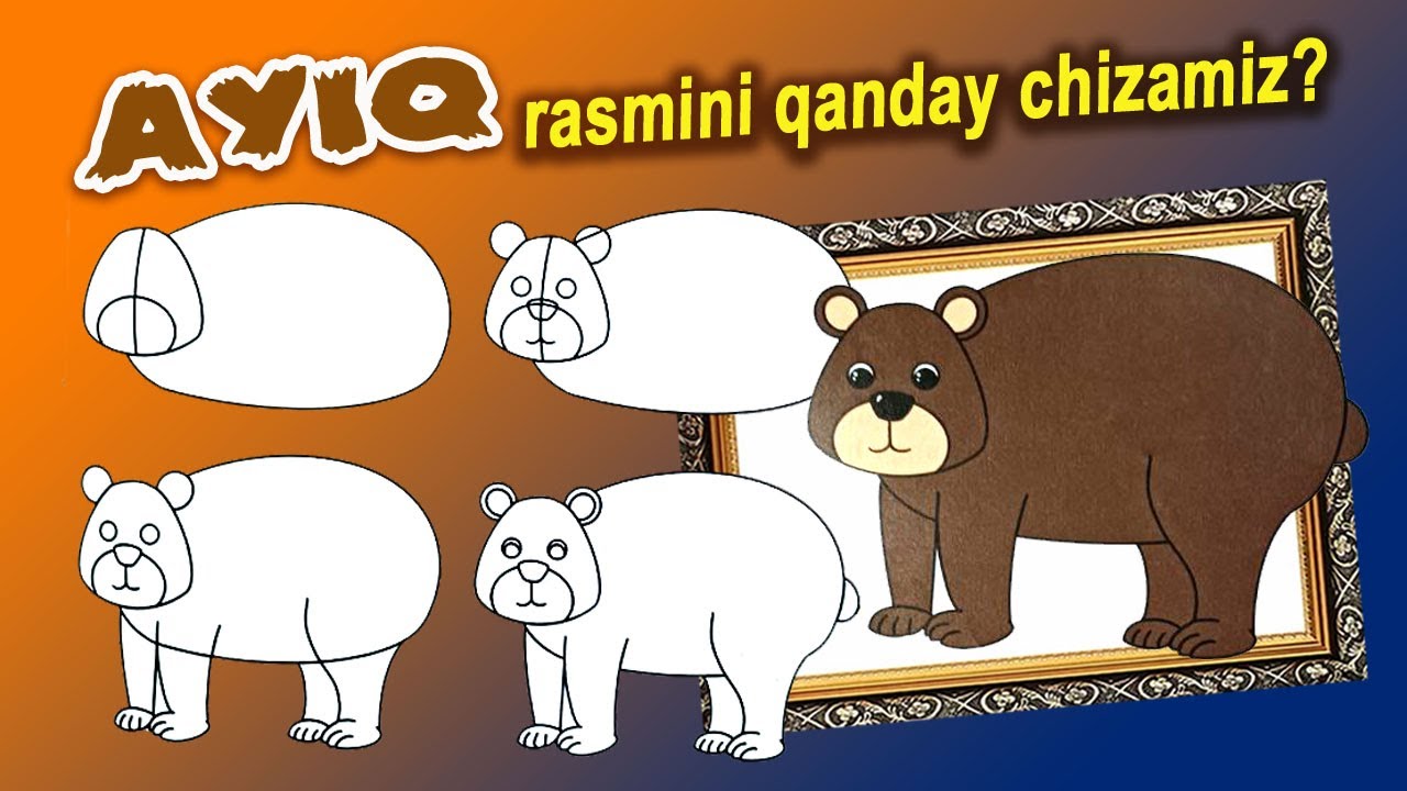 Namunaga Qarab Hayvonlar Rasmini Chizamiz/ayiq Rasmini Chizish/draw A Picture Of A Bear