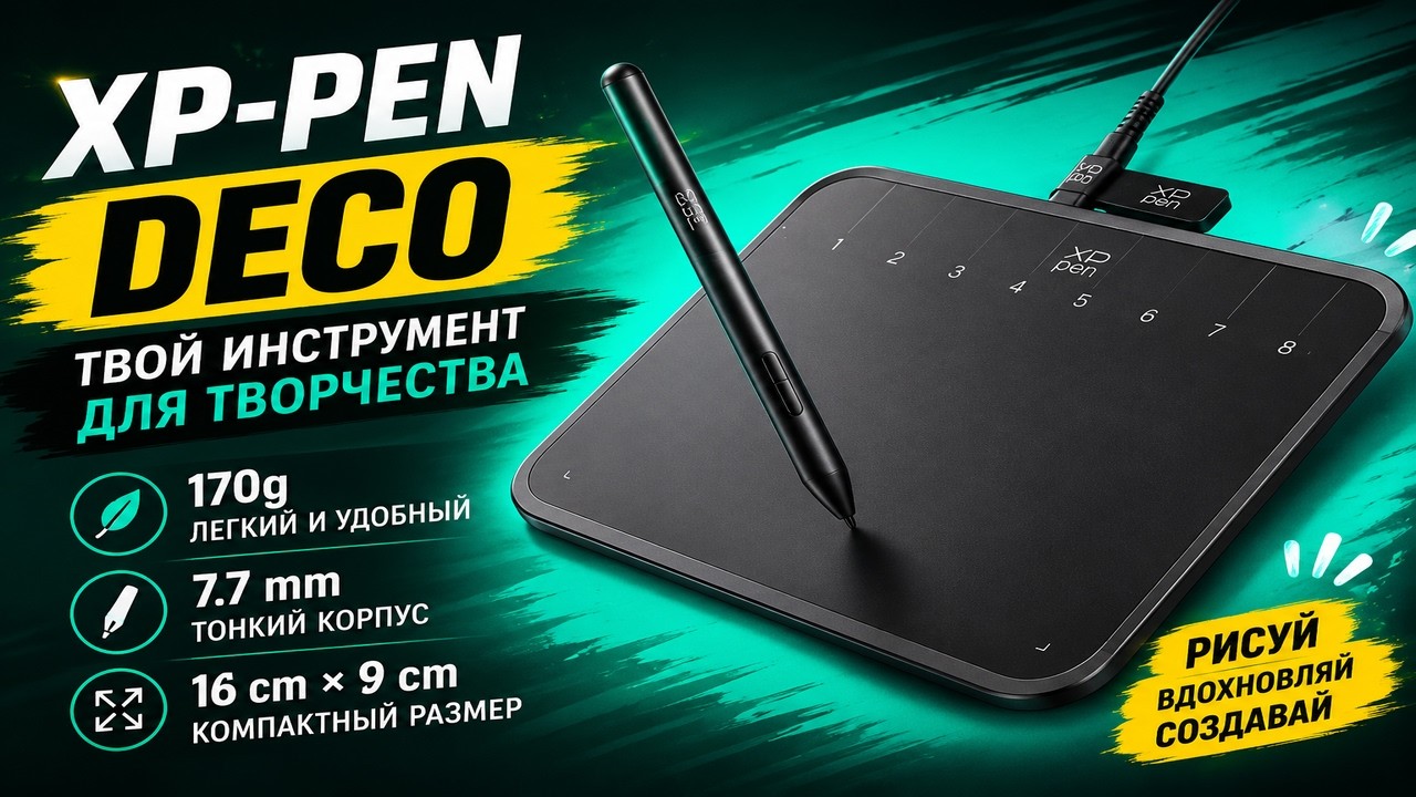 Графический планшет XPPen Deco  Идеальный инструмент для художников и дизайнеров!