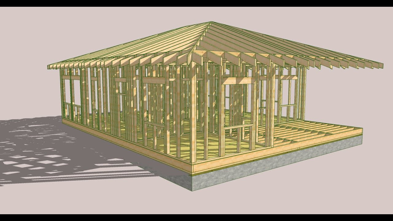 проект каркасного дома. Выполнил в SketchUp