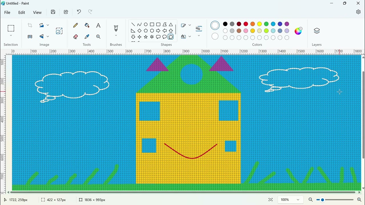 Как нарисовать дом в Paint