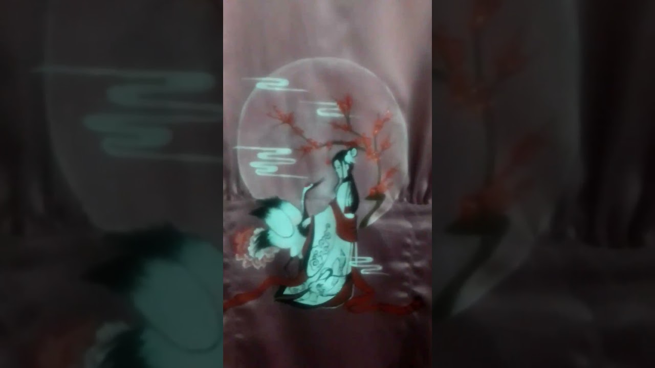Китаянка и журавль. Рисунок на одежде.