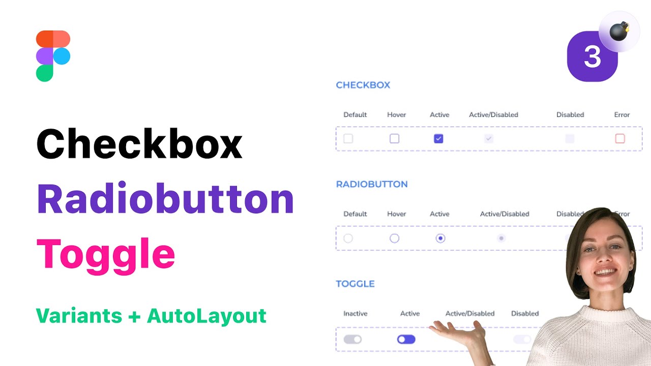 3. Чекбокс, радиобаттон, переключатель Auto Layout/Variants в Figma (Фигма)