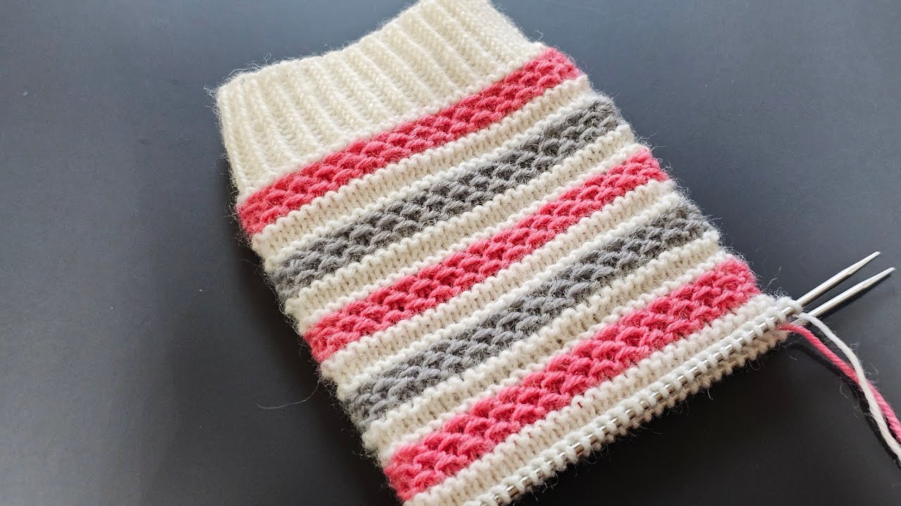 Фактурные полоски для носков | Узор спицами|Textured Stripes For Socks | Knitting Pattern