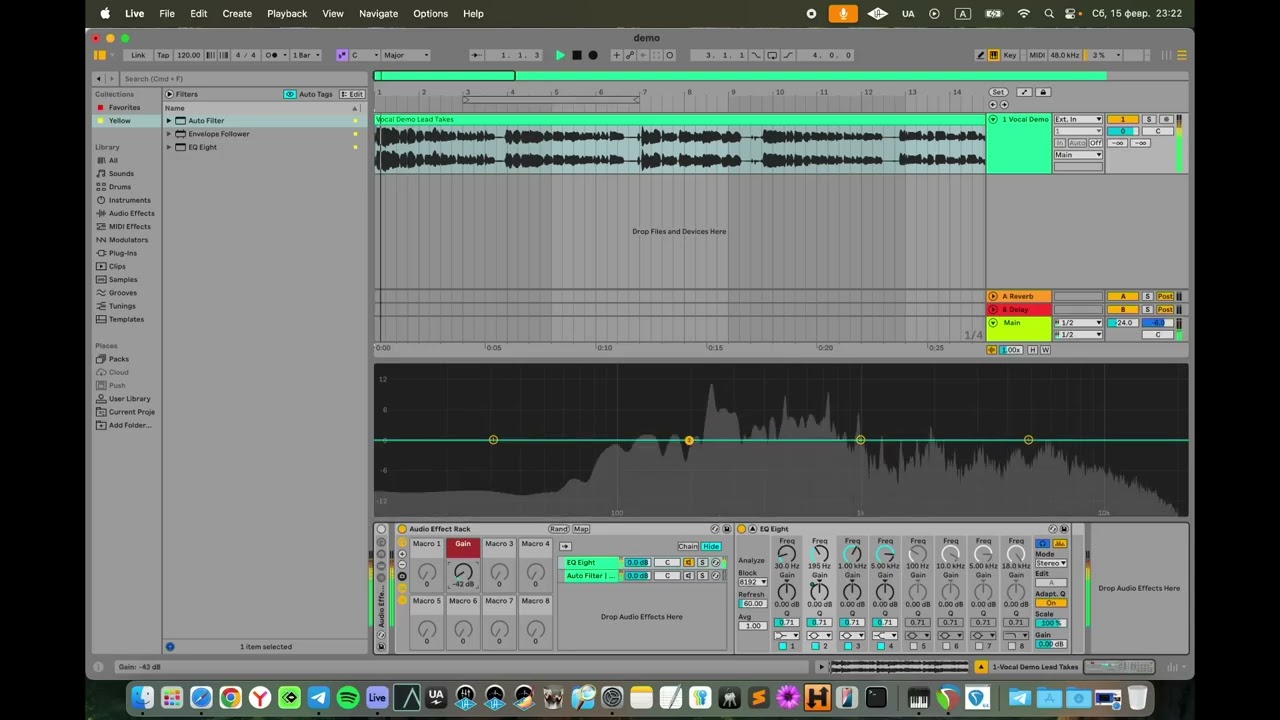 Ableton Live 12. Как сделать динамический эквалайзер из родного эквалайзера.