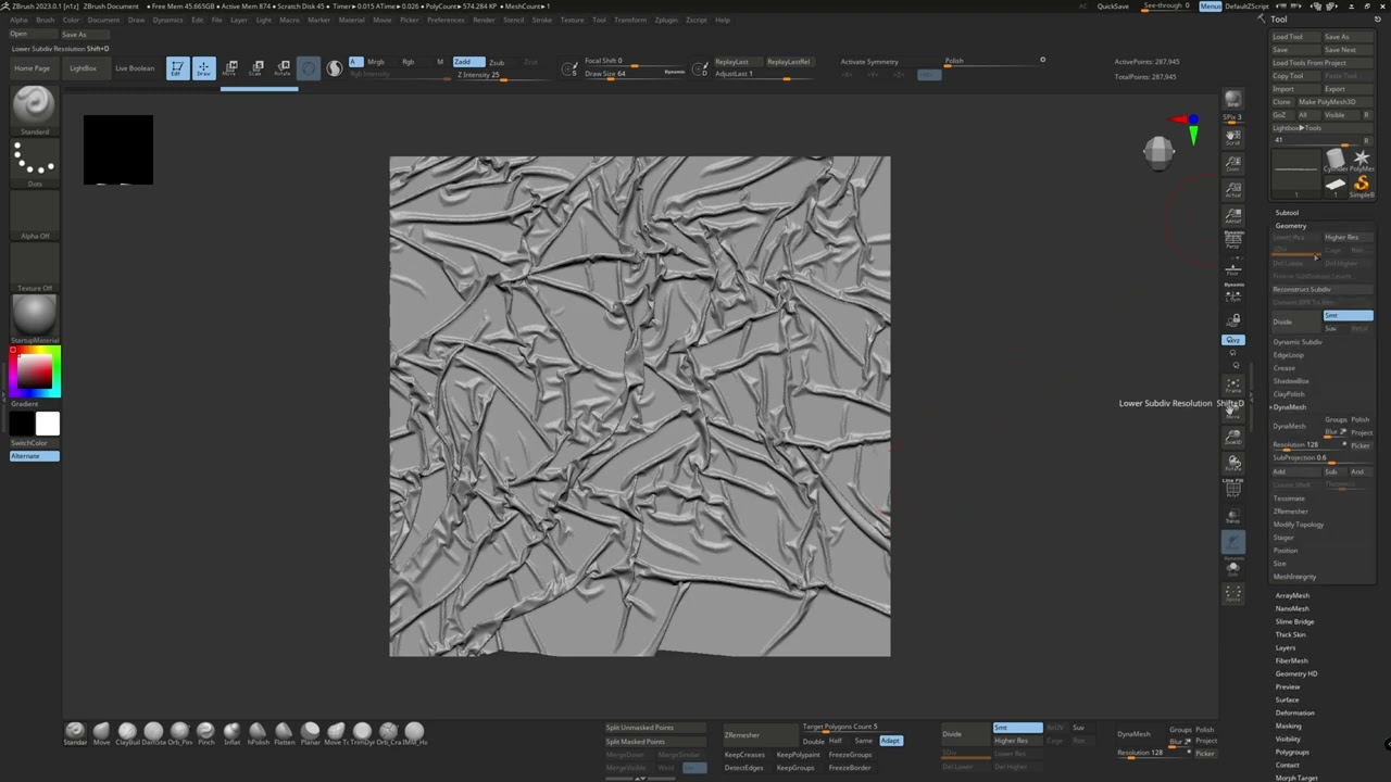 Моделирование альфа-кистей складок в Marvelous для моделинга в ZBrush