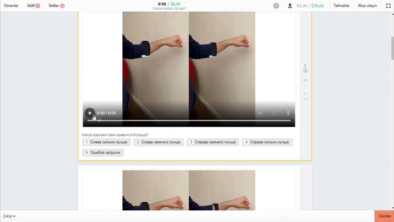 Yandx Toloka - Какое видео лучше Hangi Video Daha İyi - Sample Task