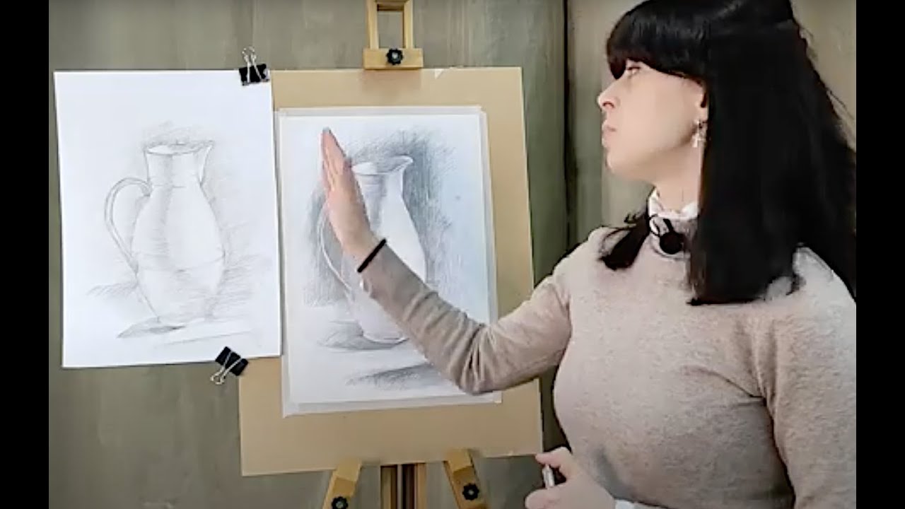 Тема 10. Светотеневая моделировка. Рисуем объемный кувшин.