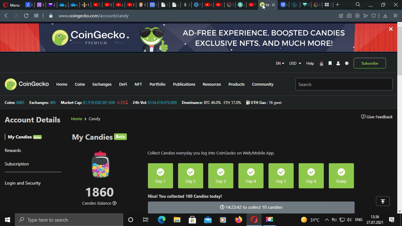 Бесплатная раздача конфет с предсказанием цены на 1000$ от Coingeco и Brilianti от Coinmarcercap