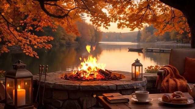 Autumn music relaxing осень на берегу озера звуки костра фоновая музыка для души спокойная