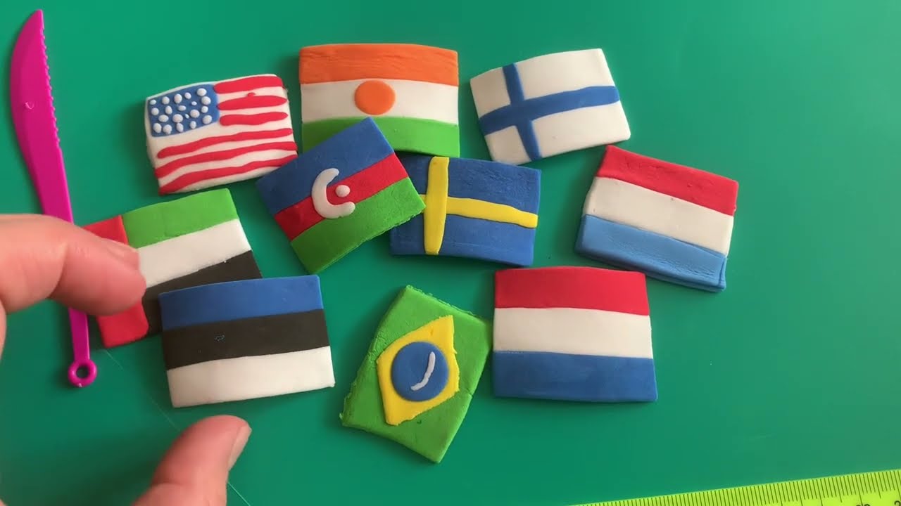 Лепим флаги из пластилина, моторика, изучаем флаги и страны #флаги Flags #viral