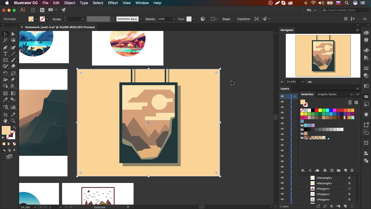 Как работать с глобальными цветами в иллюстраторе - Global Swatches | Урок Adobe Illustrator