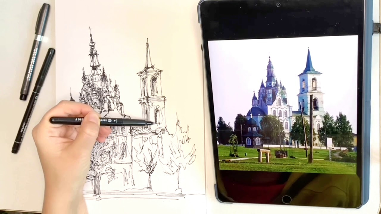 One Line Drawing ~ 2 Min Video / Рисунок одной линией маркером, линером, брашпеном