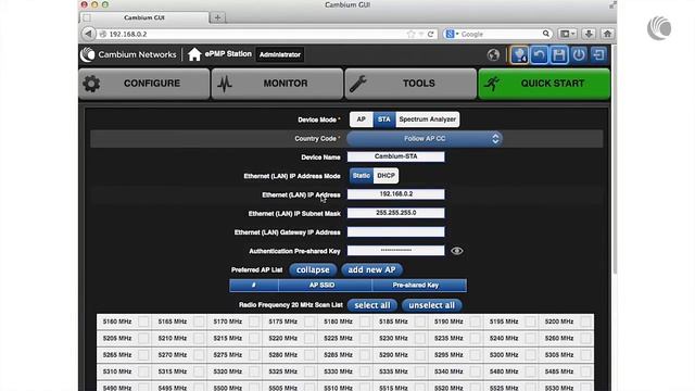 EPMP 1000 Configuring A Station Using Quick Start