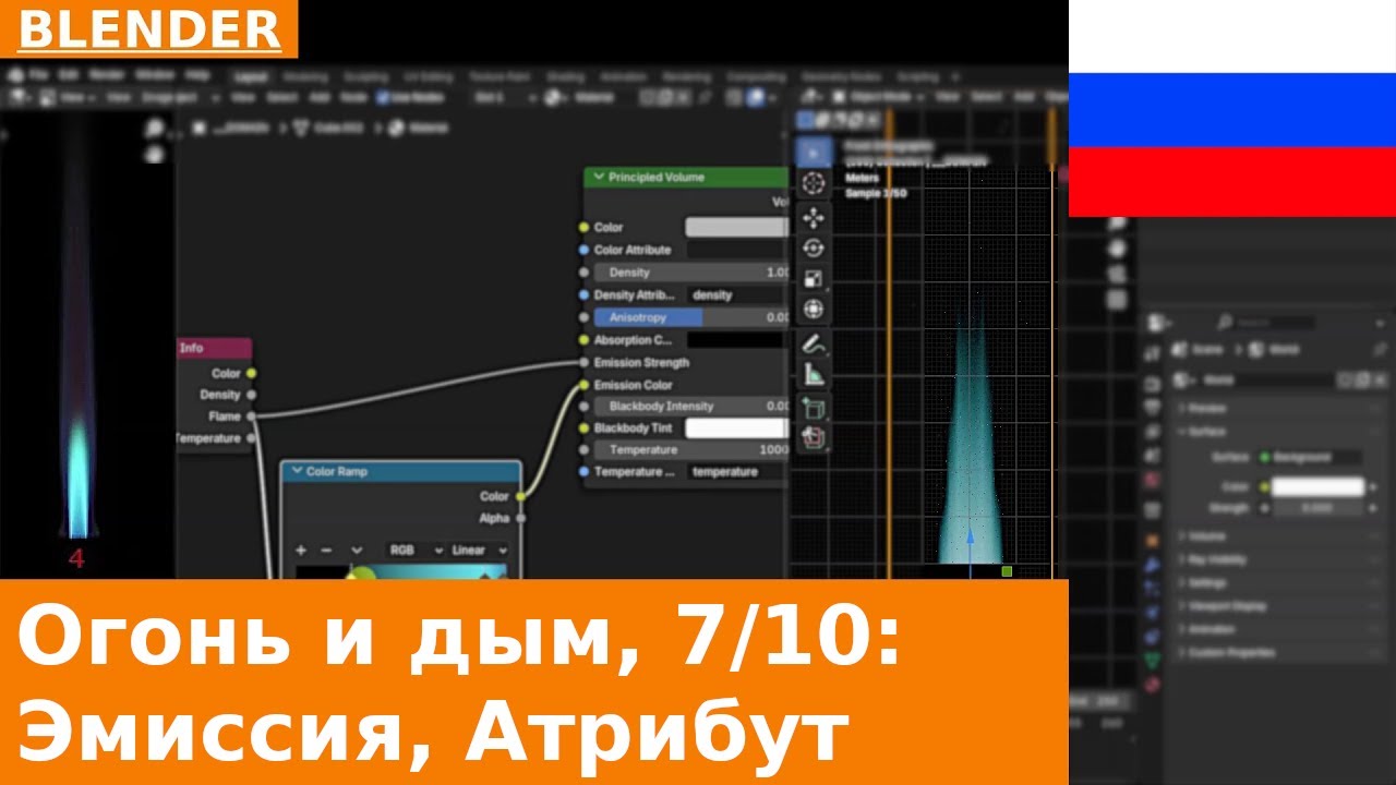  Blender 4.5: Шейдинг симуляции огня с использованием Emission Attributes Volume Info  Урок