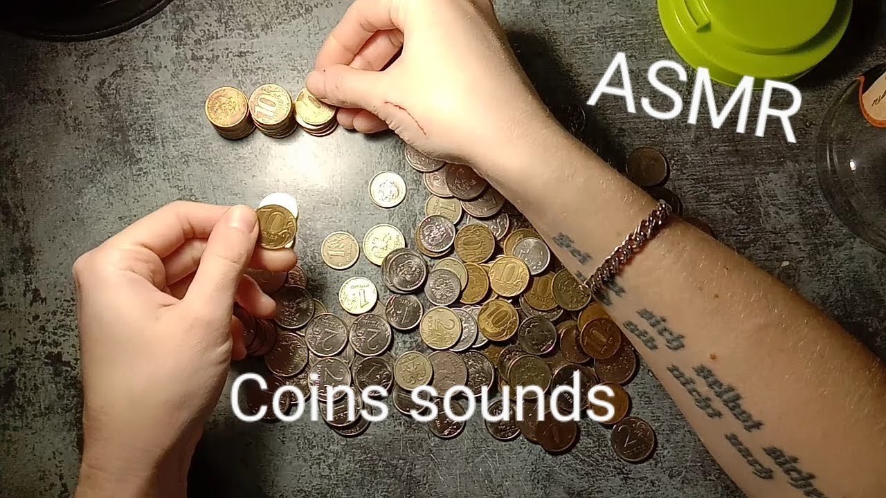 ASMR Coins, Sorting, Counting, Coins Sounds / монеты, сортирую, подсчитываю, звуки монет, шёпот