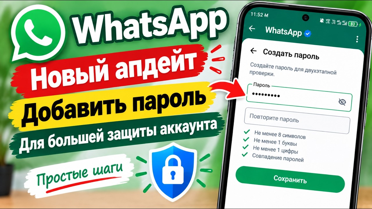 Новый WhatsApp 2026 🔐 Как добавить пароль для защиты аккаунта