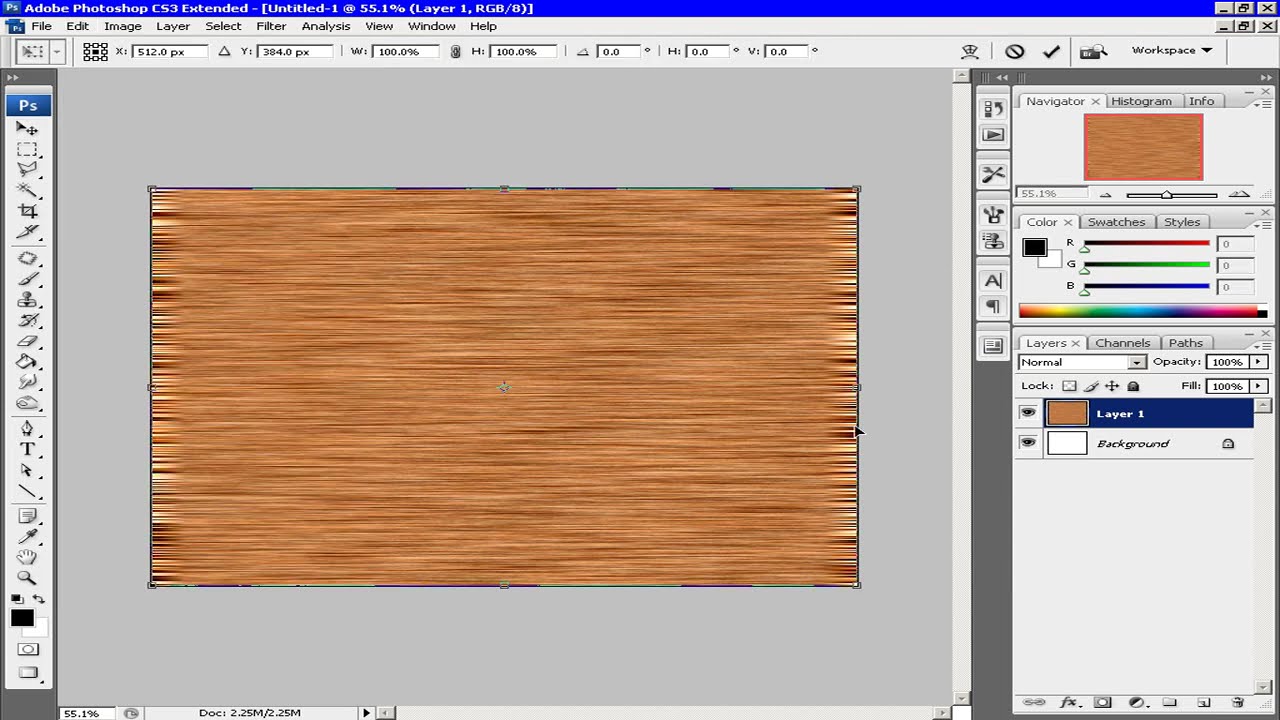 Photoshop CS3 создание текстуры дерева