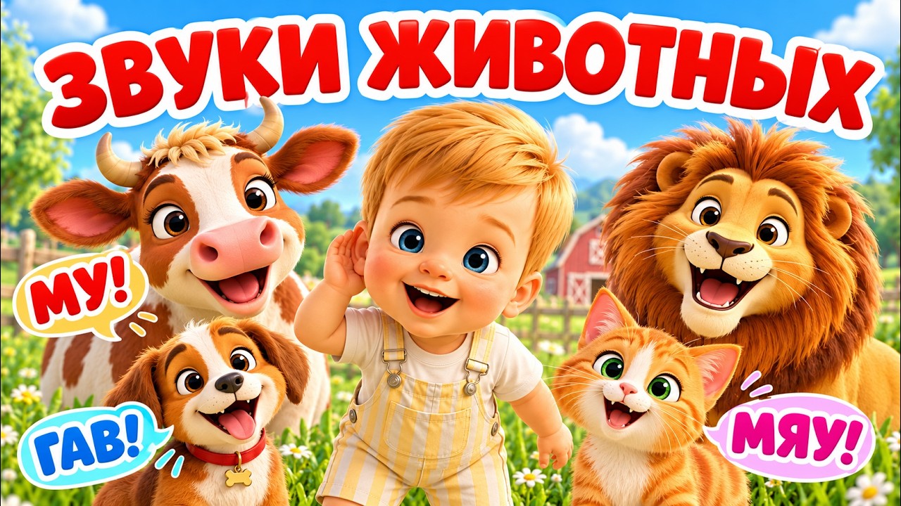Как говорят животные? 🐶🐱🐮 Веселая песенка о животных и их голосах | Развивающее видео для малышей