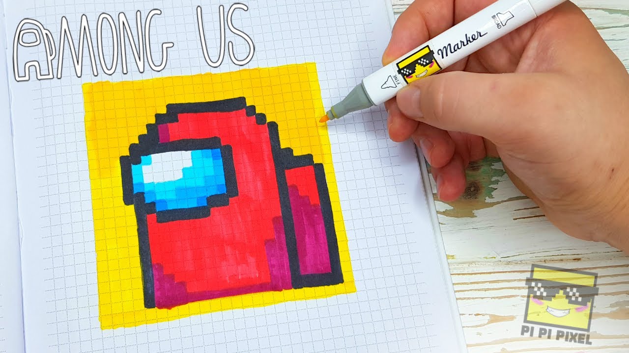 AMONG US • ЛОГОТИП PIXEL ART - РИСУНКИ ПО КЛЕТОЧКАМ DRAW