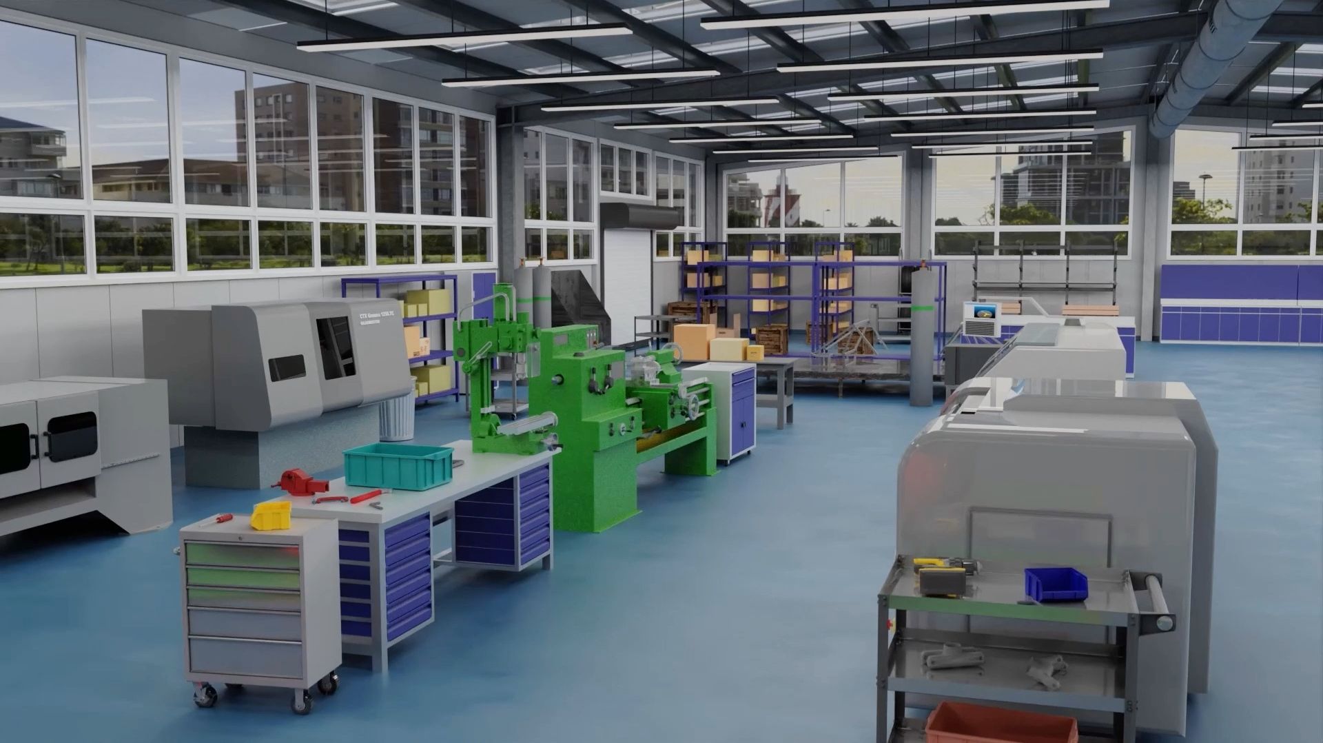 Установка участка ЧПУ станков Мини-завода в 3D-конструкторе Dubina