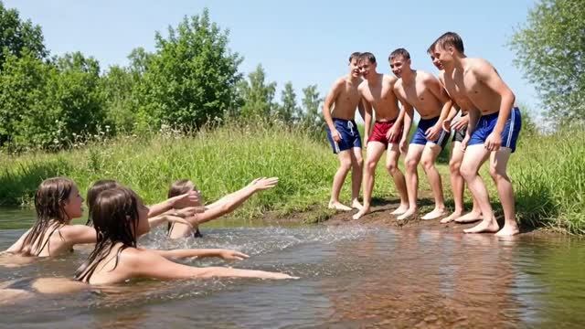 Девки в речке искупались - частушки.
