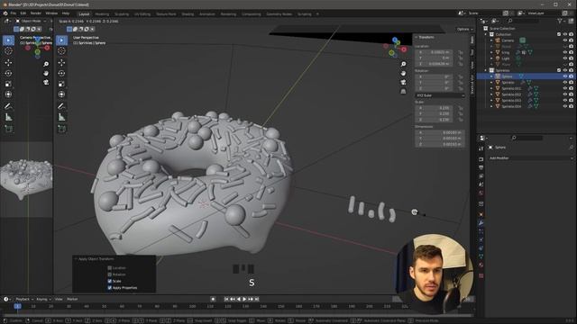 Blender 3.0 Курс Пончик - на русском для Начинающих  Часть 11 - Разный цвет бисера