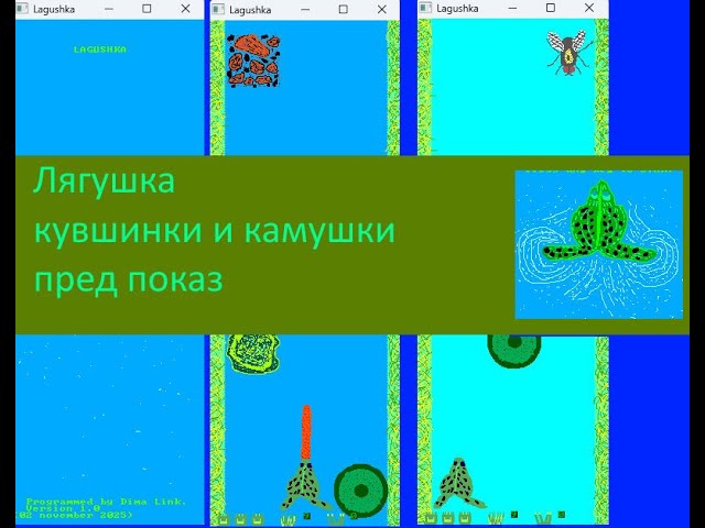 Лягушка – кувшинки и камушки, пред показ