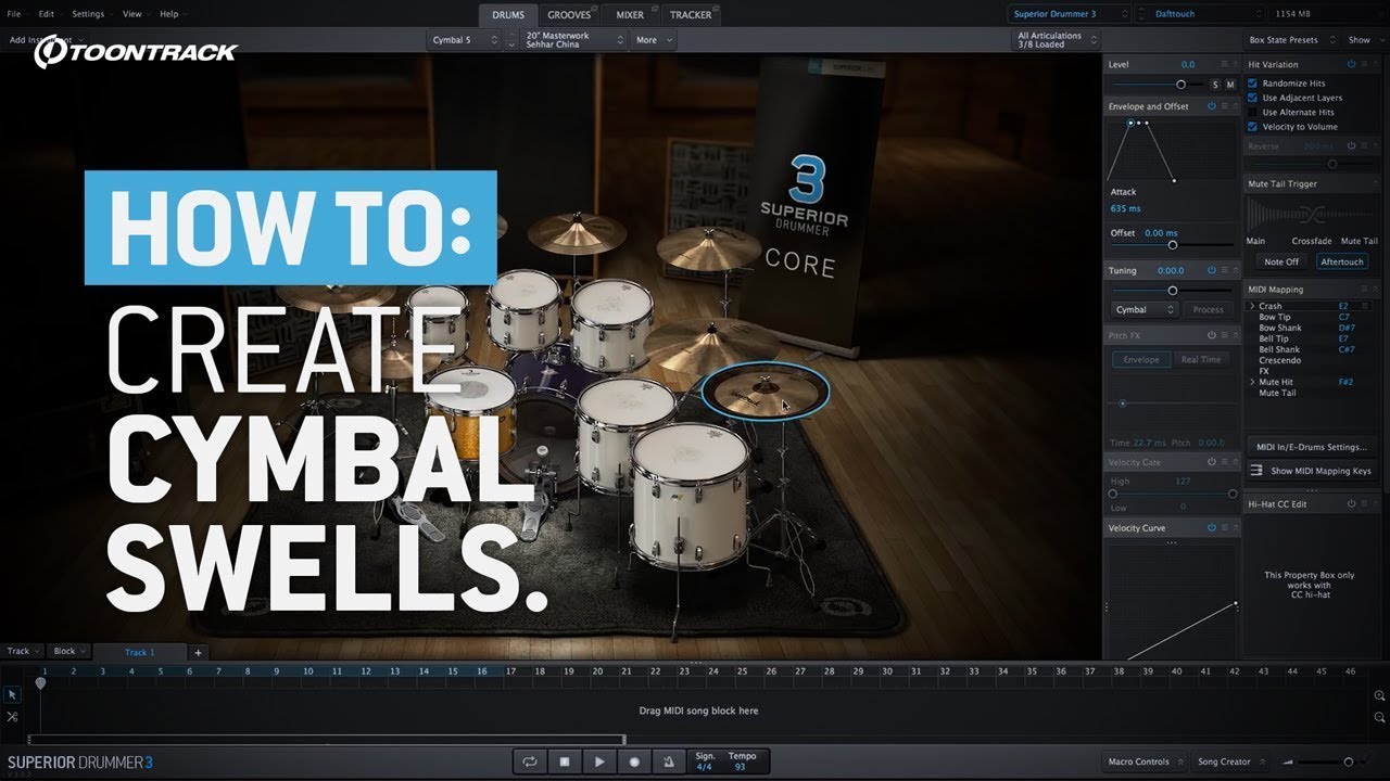 Superior Drummer 3: Секреты нарастания тарелок | Swells, Reverse и Реверберация