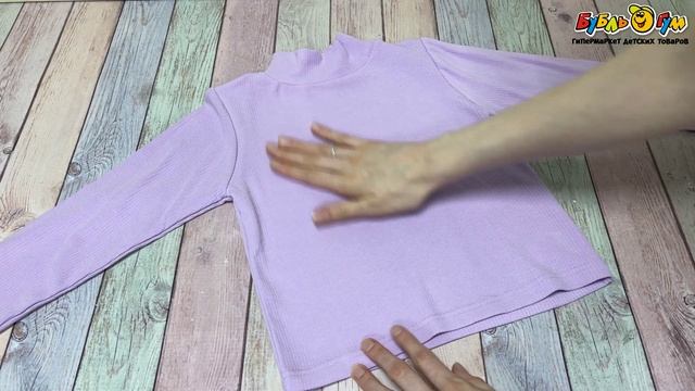 Водолазка Lanson Kids в рубчик с воротником-стойкой однотонная светло-сиреневая - видео