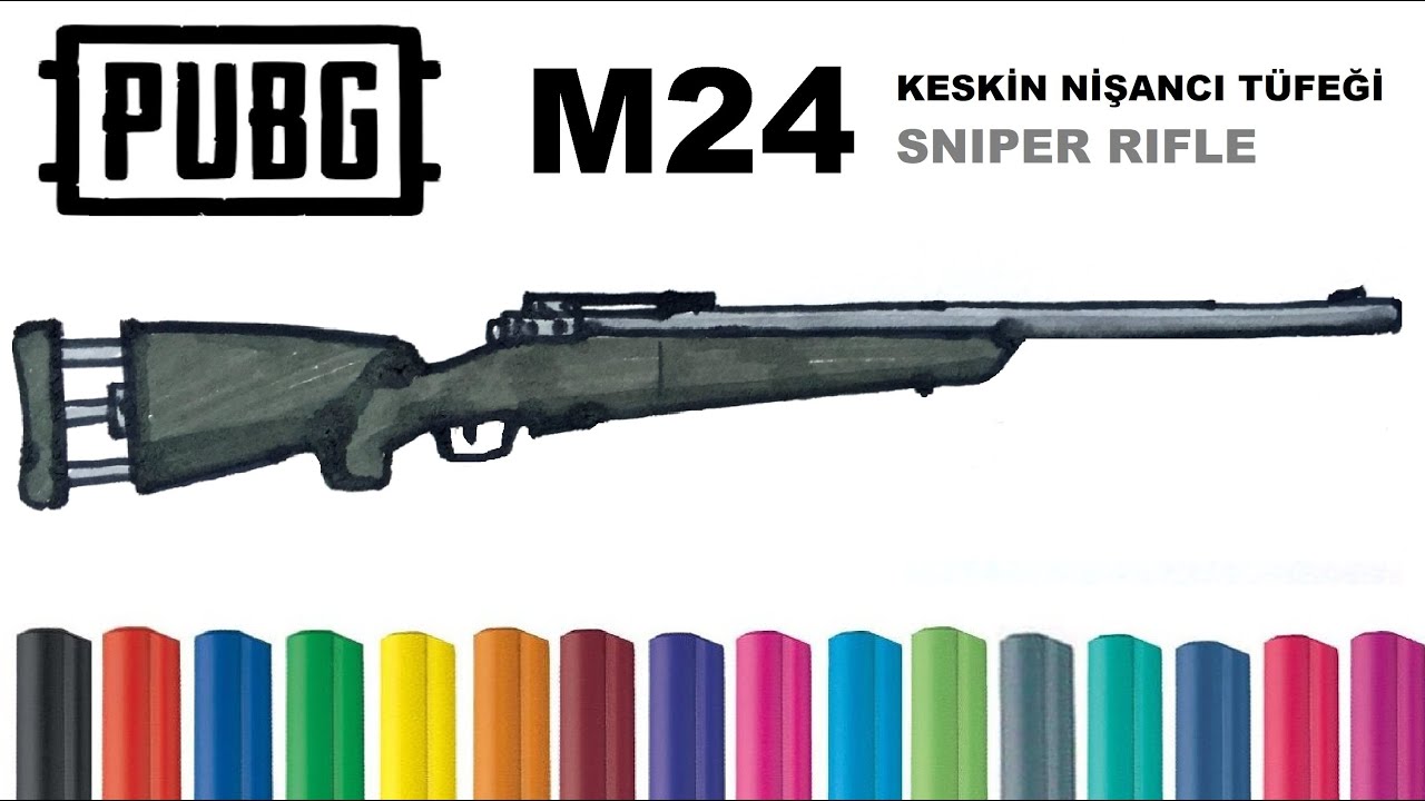 Easy Drawing Pubg Mobile M24 I Kolay Pubg Mobile M24 Çizimi IKeskin Nişancı Tüfeği Nasıl Çizilir?
