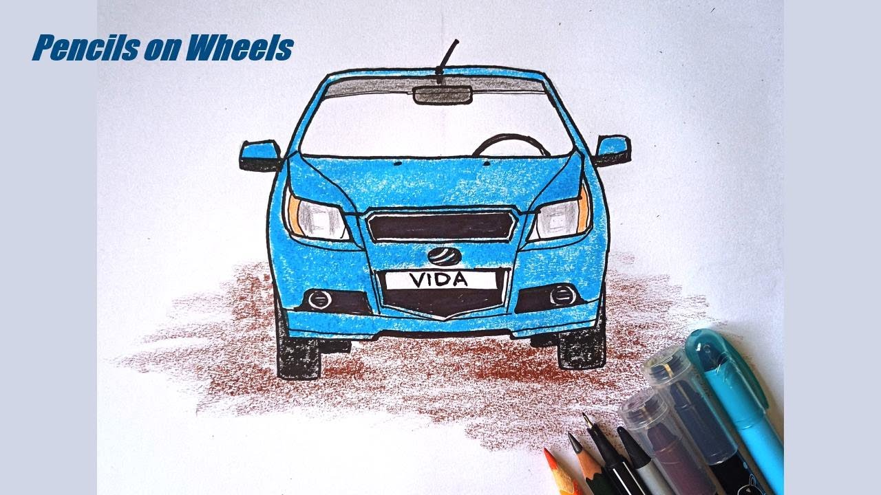 Как нарисовать машину ЗАЗ Вида просто карандашами How To Draw Car ZAZ Vida Simple Auto Drawing