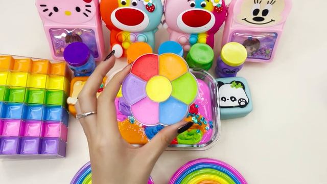 Случайное смешивание слаймов ASMR 🌈 Pop-it Lion Vs Bear Glitter Slime | играть с поп-итом и слаймом