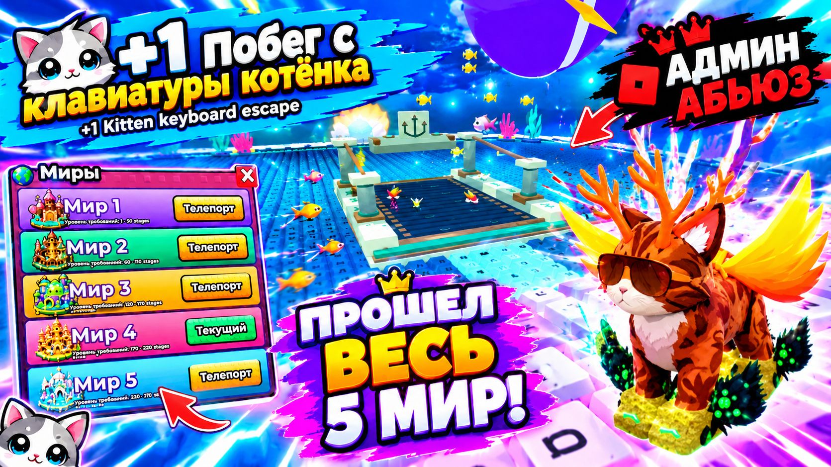 +1 Побег с клавиатуры котёнка | +1 Kitten Keyboard Escape | Roblox